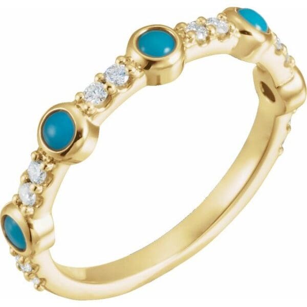 14K White Accented Cabochon Ring Mounting