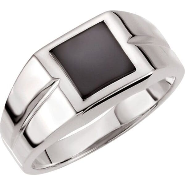 14K Yellow Natural Black Onyx Ring