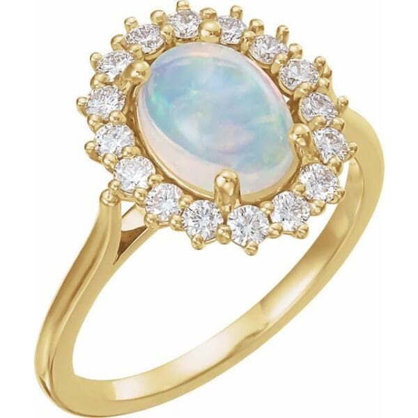 14K White 8x6 mm Oval Halo-Style Cabochon Ring Mounting