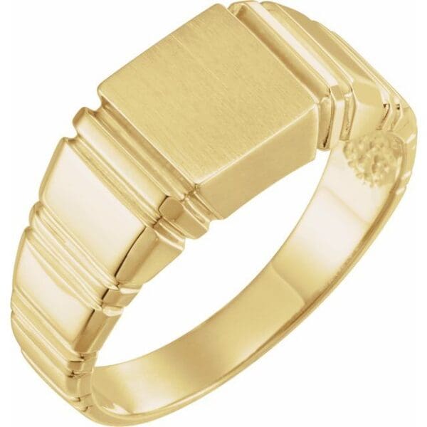 14K Yellow 9 mm Square Signet Ring