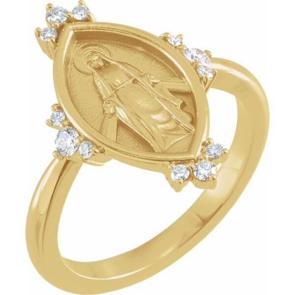 14K Rose Miraculous Medal Ring Mounting