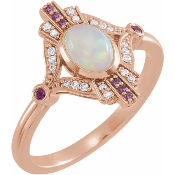 14K White Cabochon Ring Mounting