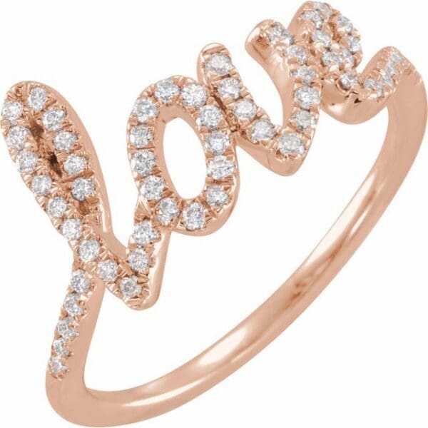 14K Yellow 1/4 CTW Natural Diamond Love Ring