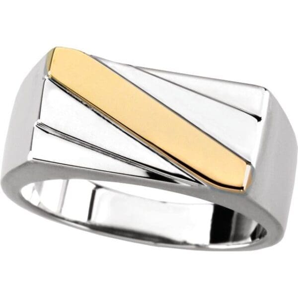 14K Yellow/White Signet Ring