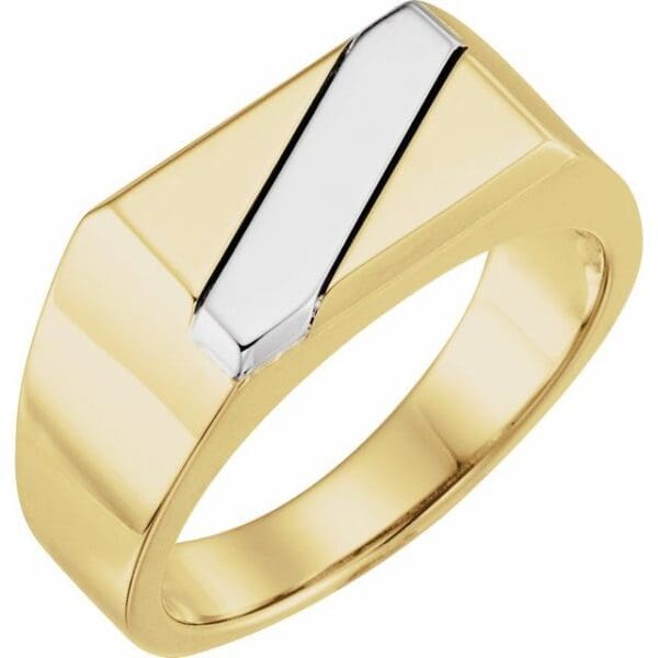 14K Yellow/White Signet Ring