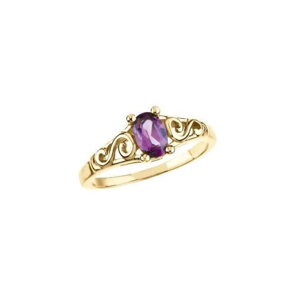 14K Yellow May Imitation Birthstone Ring
