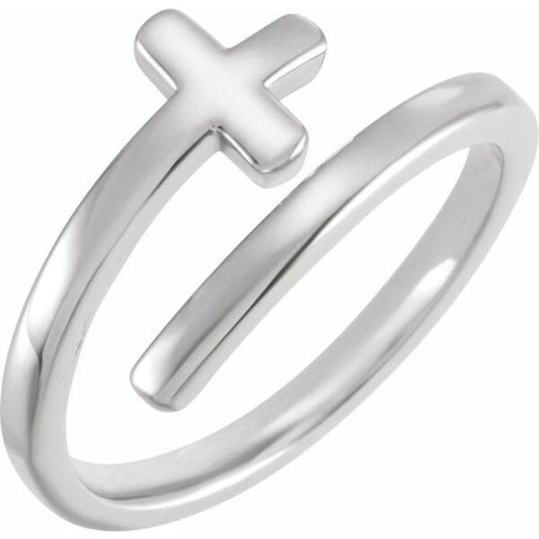 14K Rose Engravable Sideways Cross Ring