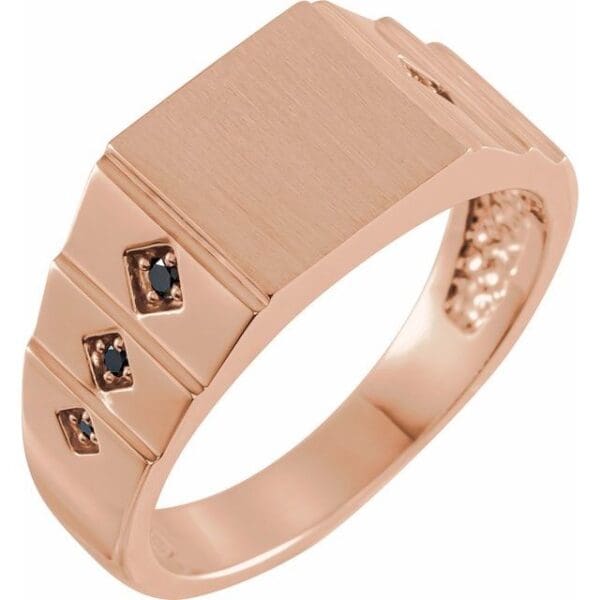 14K White .08 CTW Natural Diamond 23.5 mm Geometric Signet Ring