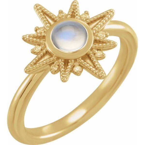14K Rose Natural Ethiopian Opal & .03 CTW Natural Diamond Star Ring