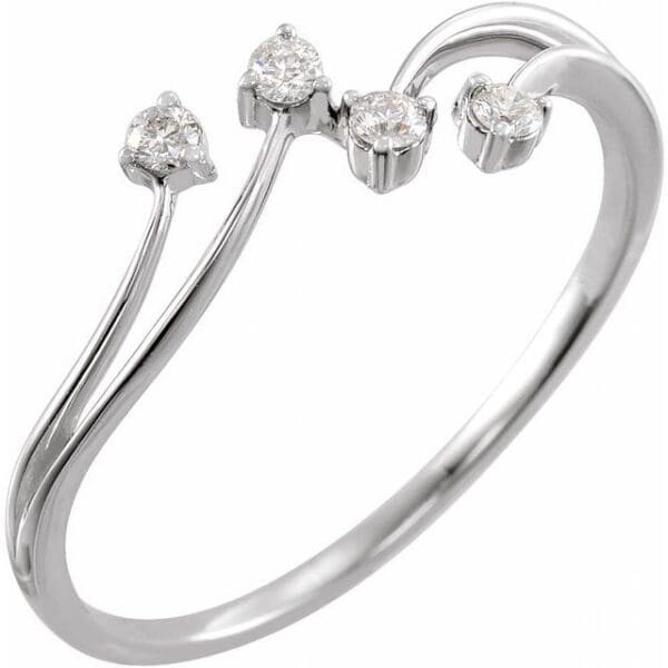 14K White 1/10 CTW Natural Diamond Bypass Ring