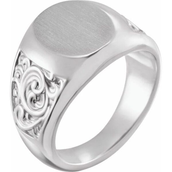 14K Yellow 14x12 mm Scroll Signet Ring