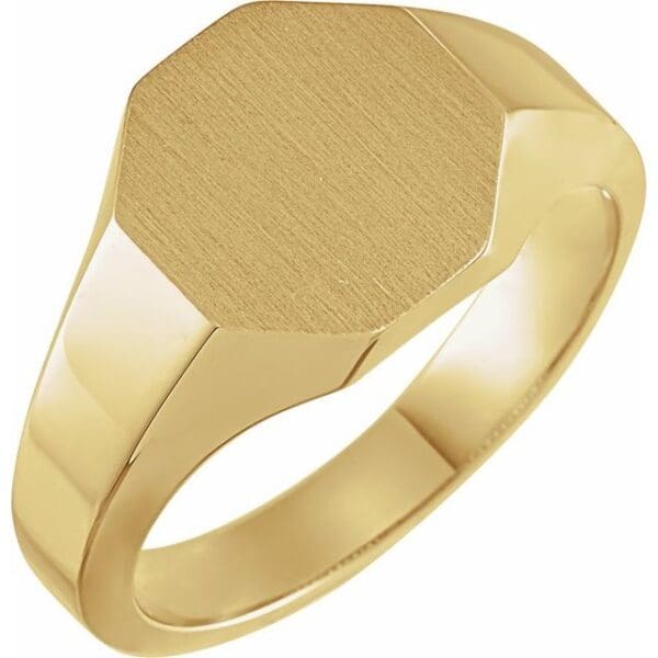 14K Yellow Octagon Signet Ring