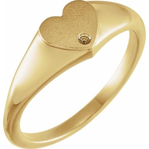 14K Yellow 1.5 mm Round Heart Signet Ring Mounting