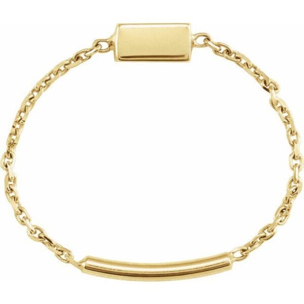 14K Yellow Bar Chain Ring Size 7