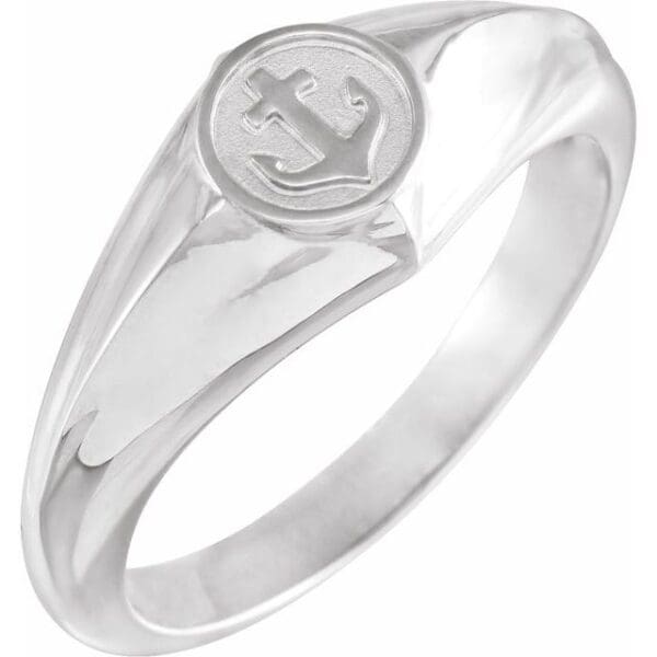 14K Yellow Cross Anchor Ring