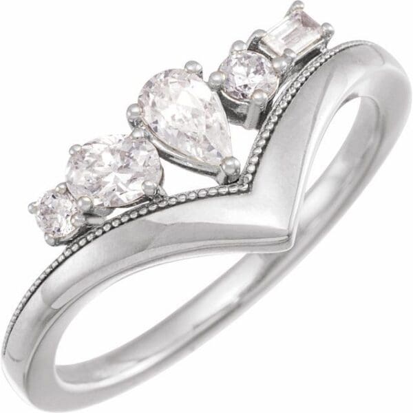 14K Yellow 1/2 CTW Lab-Grown Diamond V Ring