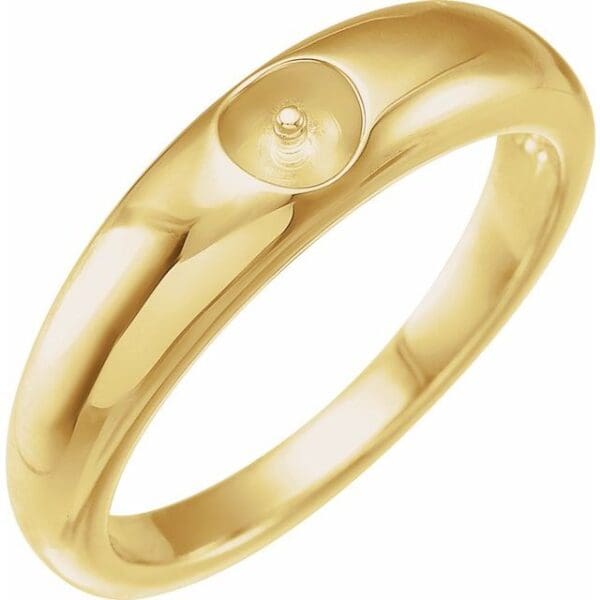 14K White Dome Ring Mounting for 4 mm Pearl