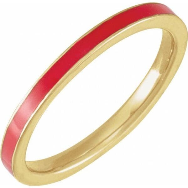 14K Yellow Green Enamel Stackable Ring