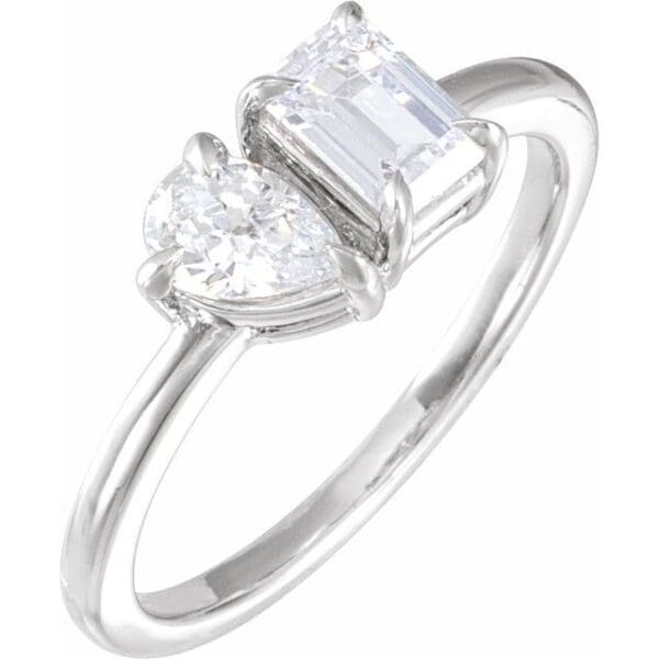 14K Yellow 1 CTW Lab-Grown Diamond Two-Stone Ring