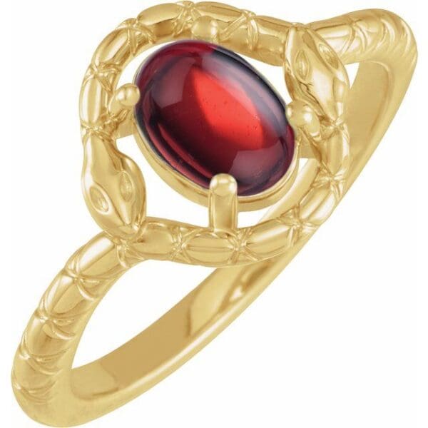 14K Yellow Natural Green Chrysoprase Snake Ring