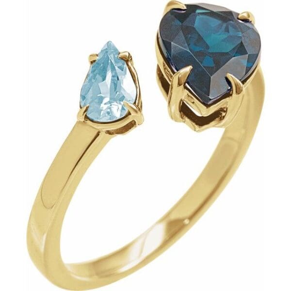 14K Yellow Natural Rhodolite Garnet & Natural Pink Tourmaline Ring