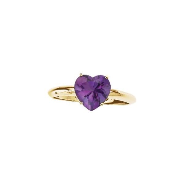 14K Yellow Natural Amethyst Heart Ring