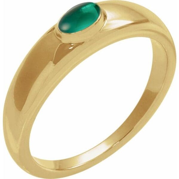 14K Yellow Natural Turquoise Cabochon Dome Ring