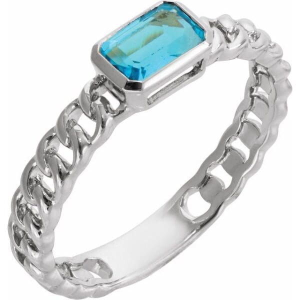 14K Yellow Natural Sky Blue Topaz Ring