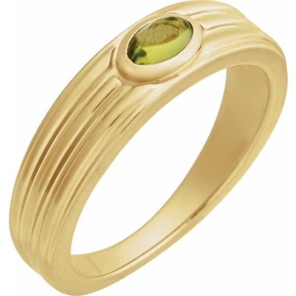 14K Yellow 3 mm Round Natural Rainbow Moonstone Cabochon Ring