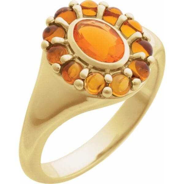 14K Yellow Natural Amethyst & Natural Rhodolite Garnet Halo-Style Ring