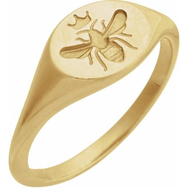 Sterling Silver Intaglio Bee Signet Ring