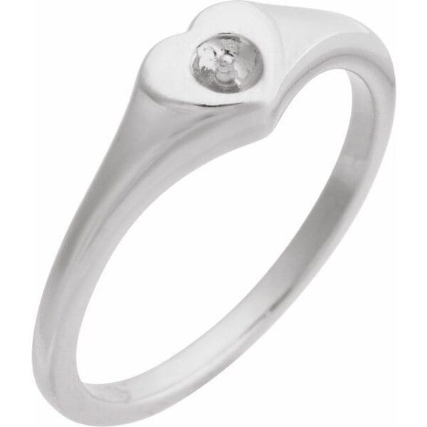 14K Yellow Heart Ring Mounting for 3 mm Pearl