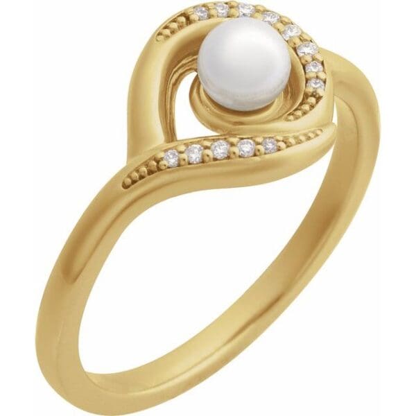 Sterling Silver Accented Ring Mounting for 4.5 mm Pearl