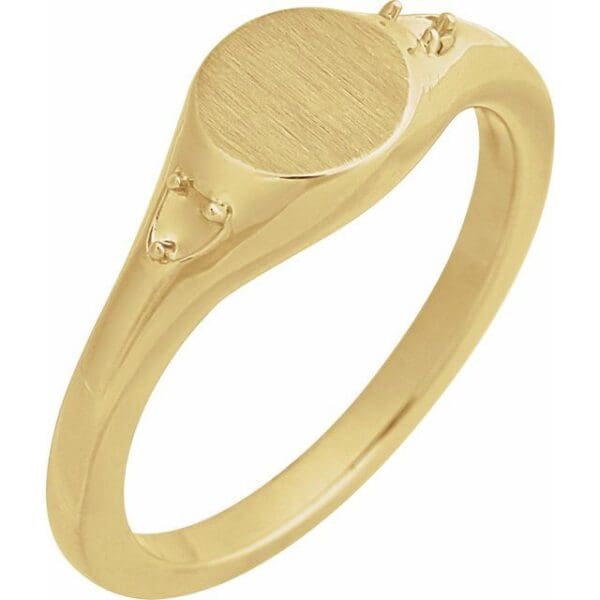 14K White 2 mm Round Engravable Signet Ring Mounting