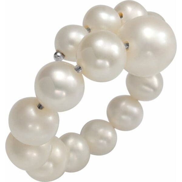 Sterling Silver Cultured White Freshwater Pearl Ring