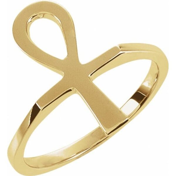 14K Yellow Ankh Ring