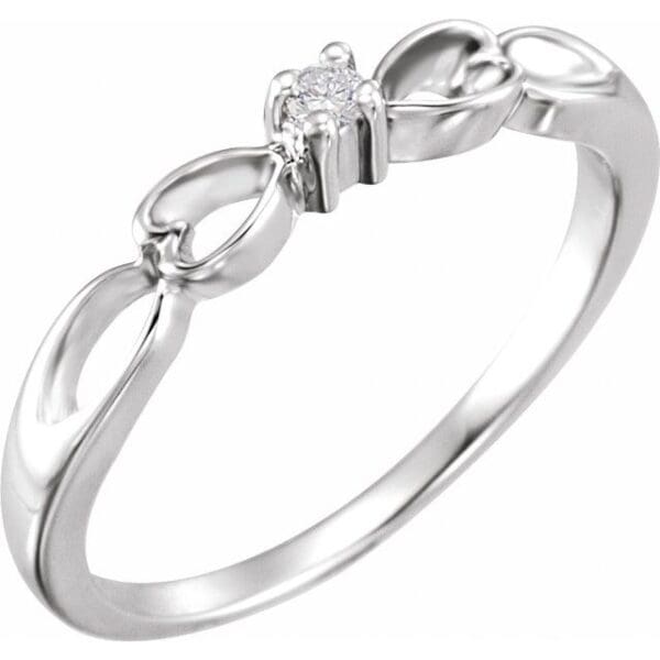14K White 2 mm Round Youth Heart Ring Mounting