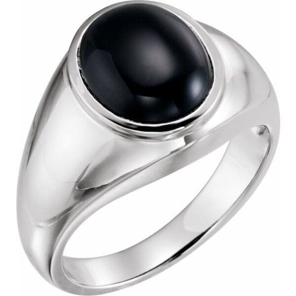 Sterling Silver Natural Black Onyx Ring