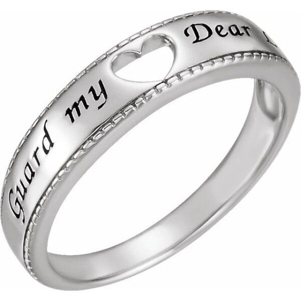 Sterling Silver Guard My Heart Ring Size 7