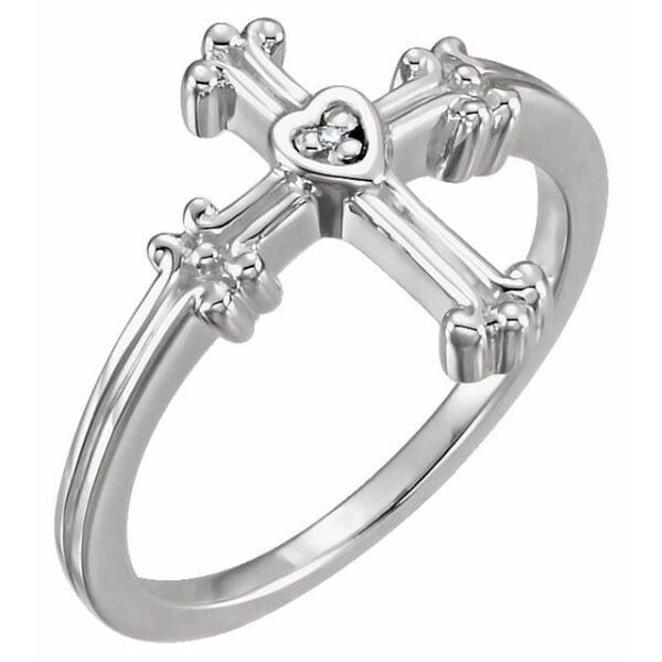 Sterling Silver .005 CTW Natural Diamond Cross Ring