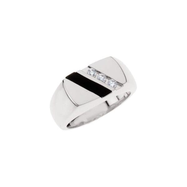 Sterling Silver Natural Black Onyx & 1/10 CTW Natural Diamond Ring