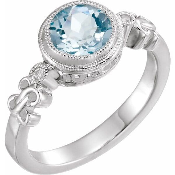 Sterling Silver Natural Aquamarine & .02 CTW Natural Diamond Ring