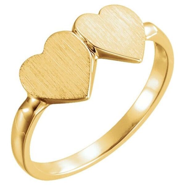Sterling Silver 13.8x7 mm Double Heart Signet Ring