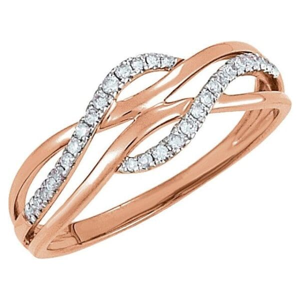 Rhodium-Plated 14K Rose 1/8 CTW Natural Diamond Criss-Cross Ring