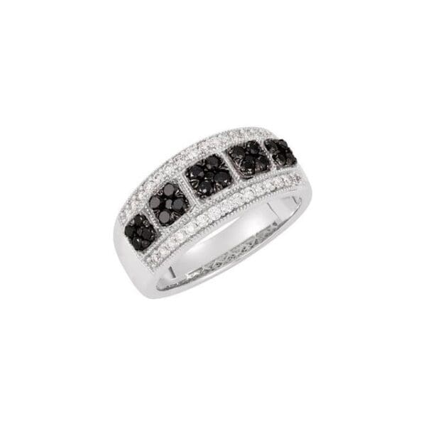 Black Rhodium-Plated 14K White 3/4 CTW Black & White Natural Diamond Ring