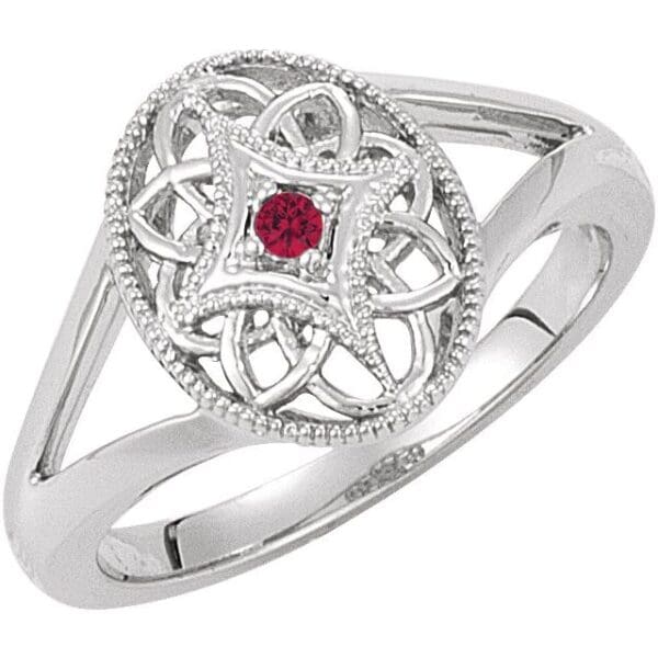 Sterling Silver Natural Blue Sapphire Granulated Filigree Ring