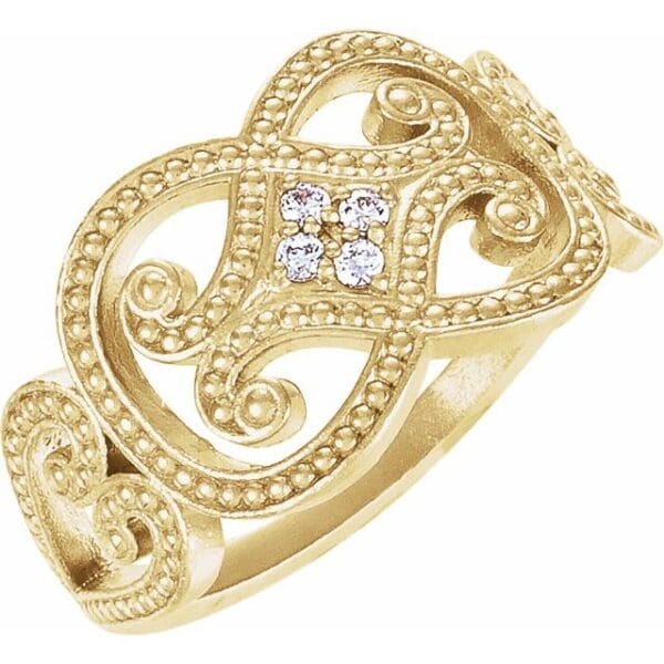 14K Yellow 1.5 mm Round Granulated Ring Mounting