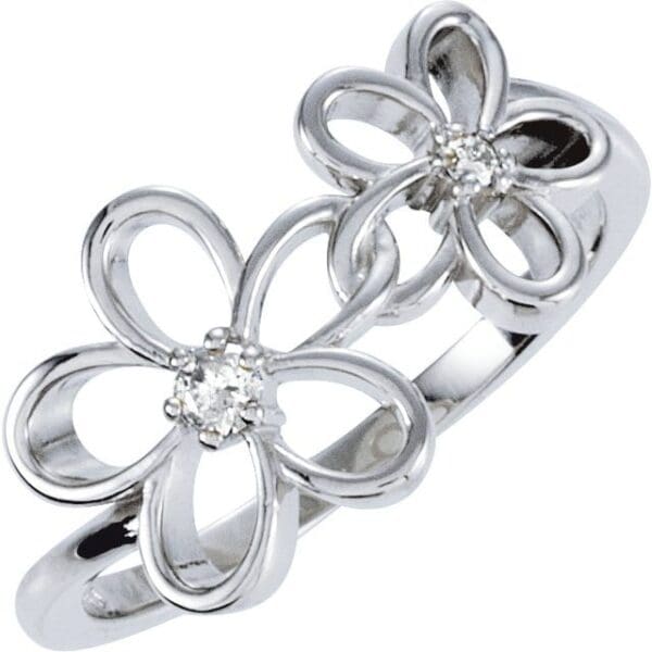 Sterling Silver Accented Floral Ring Mounting