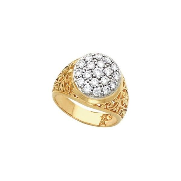 14K Yellow 3 mm Round Cluster Men's Ring Mounting