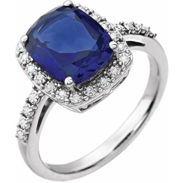14K White Natural Swiss Blue Topaz & .07 CTW Natural Diamond Ring